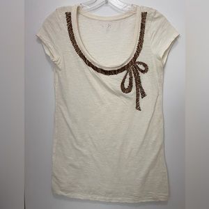 Loft 100% cotton embellished tee, like new